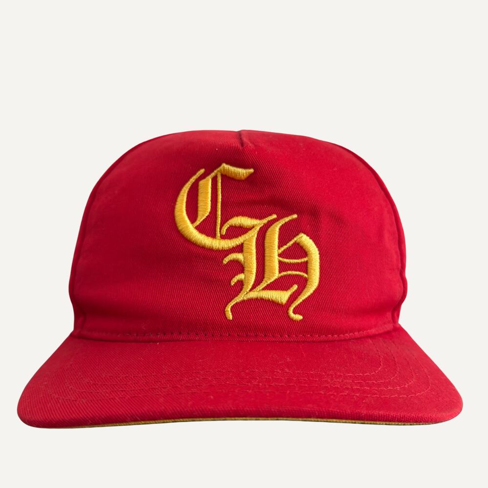 Chrome Hearts CH Old English Logo Embroidered Snapback Baseball Cap Red Yellow